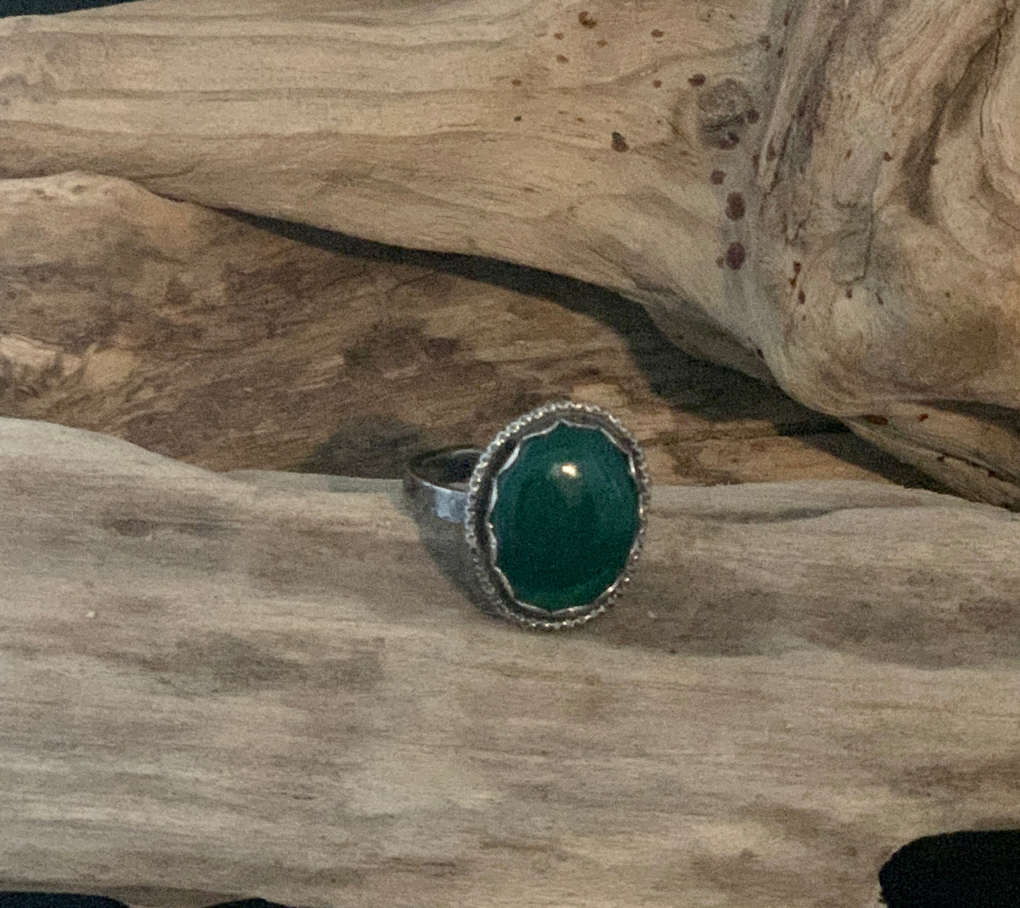 Green Chalcedony Sterling Silver adjustable ring