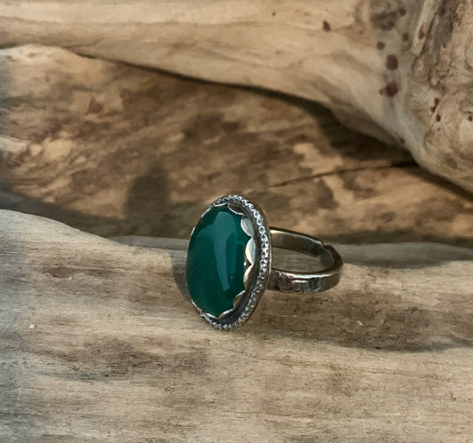 Green Chalcedony Sterling Silver adjustable ring