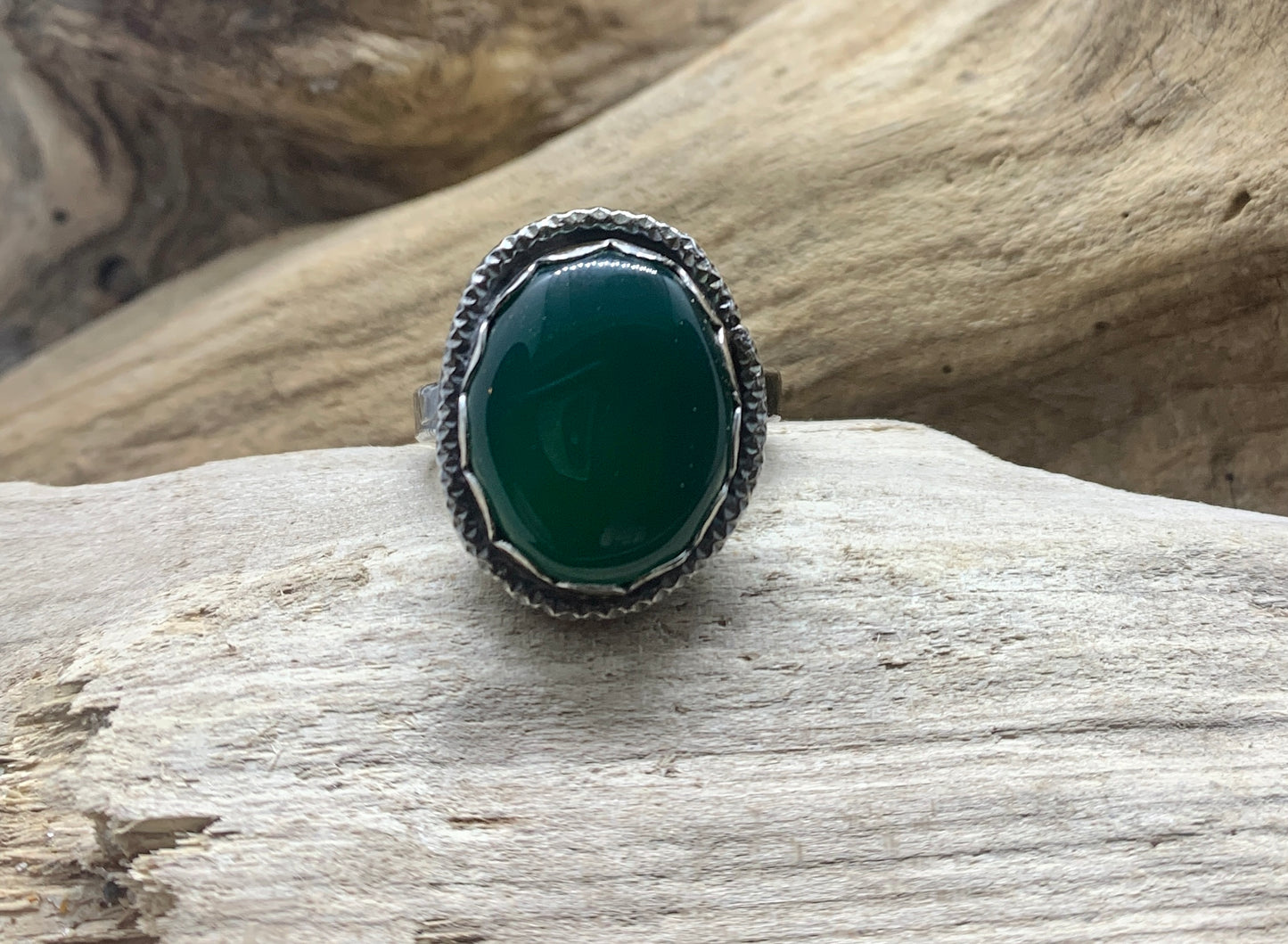 Green Chalcedony Sterling Silver adjustable ring