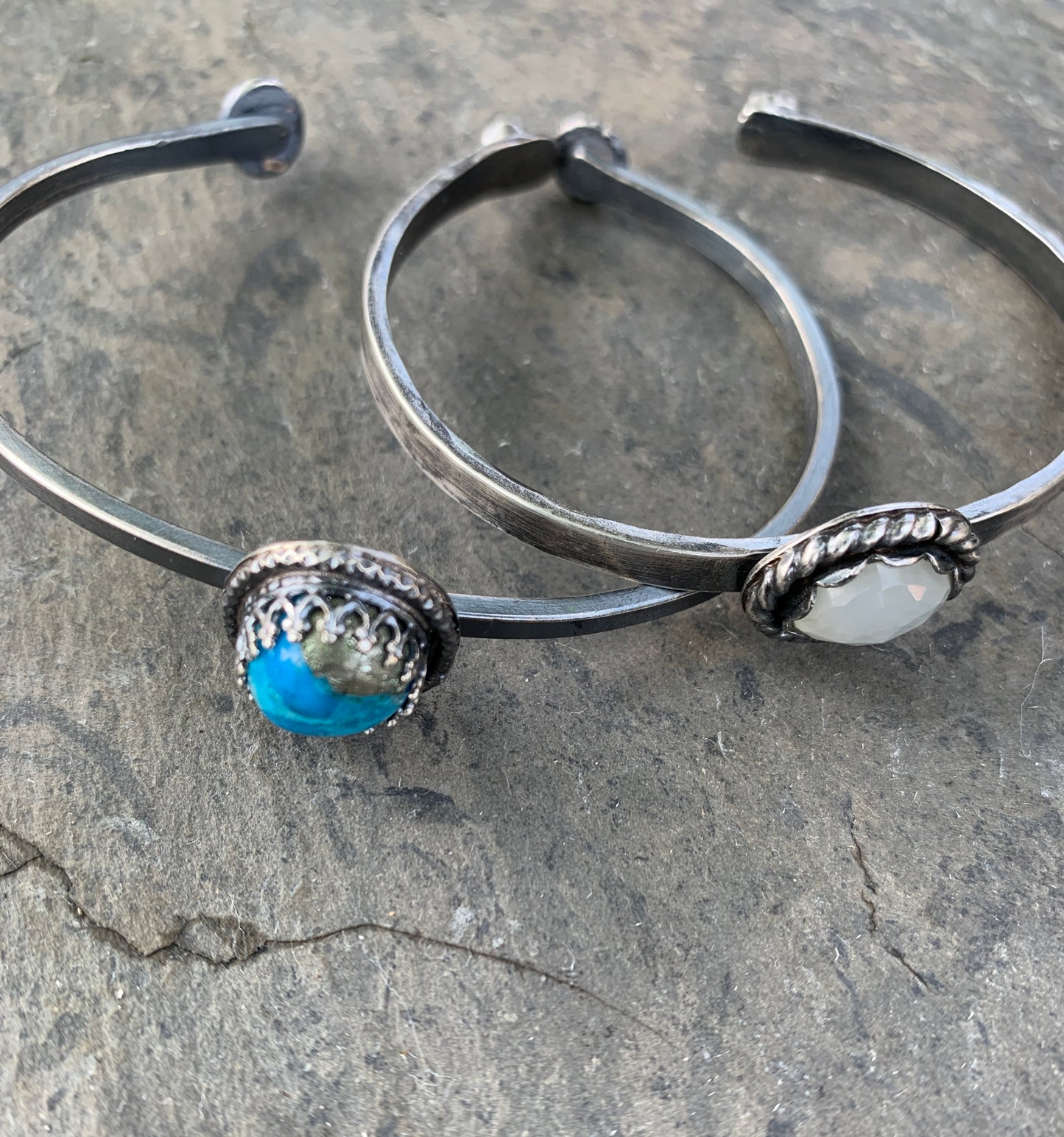 Turquoise with Pyrite stacker cuff bracelet