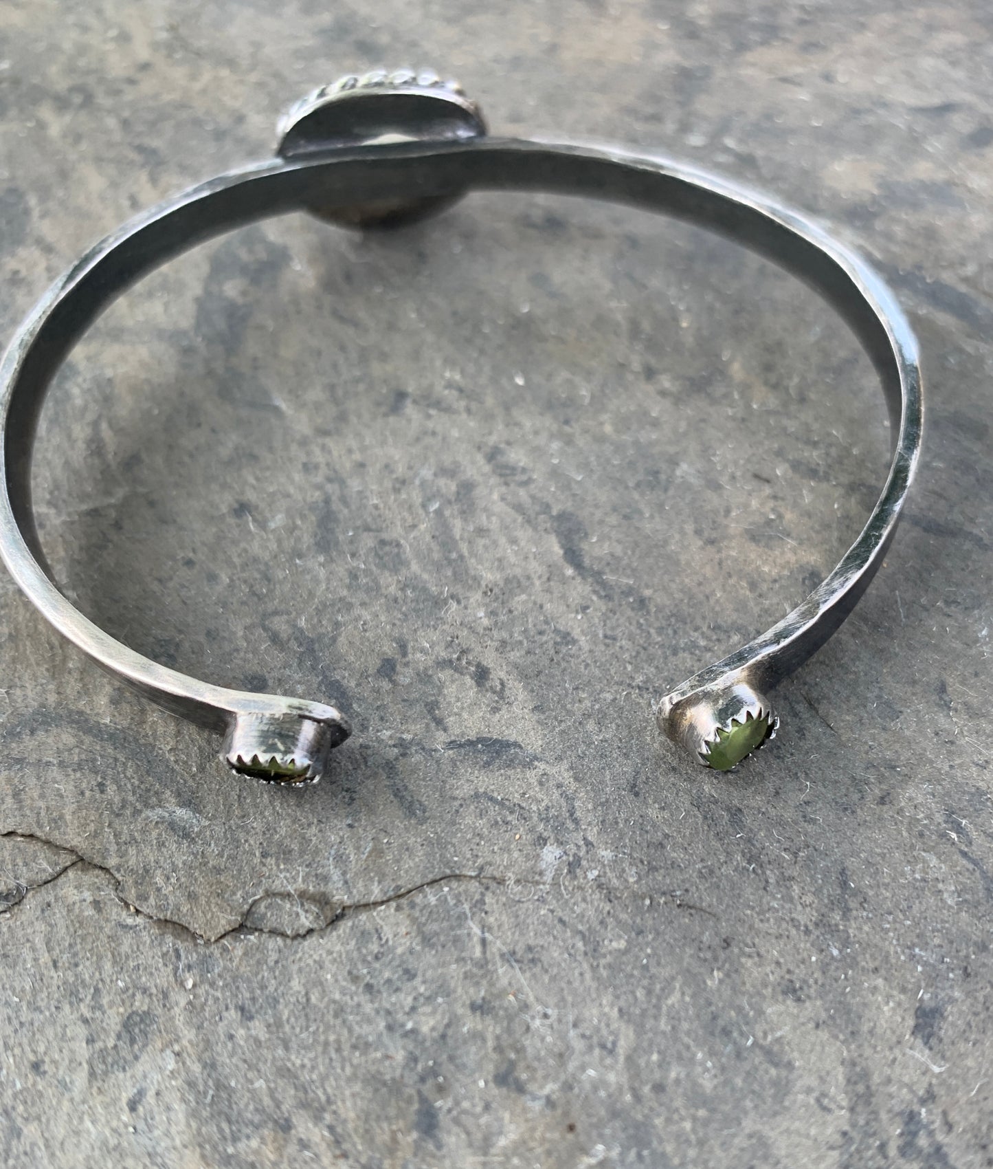 Moonstone and Peridot stacker cuff bracelet