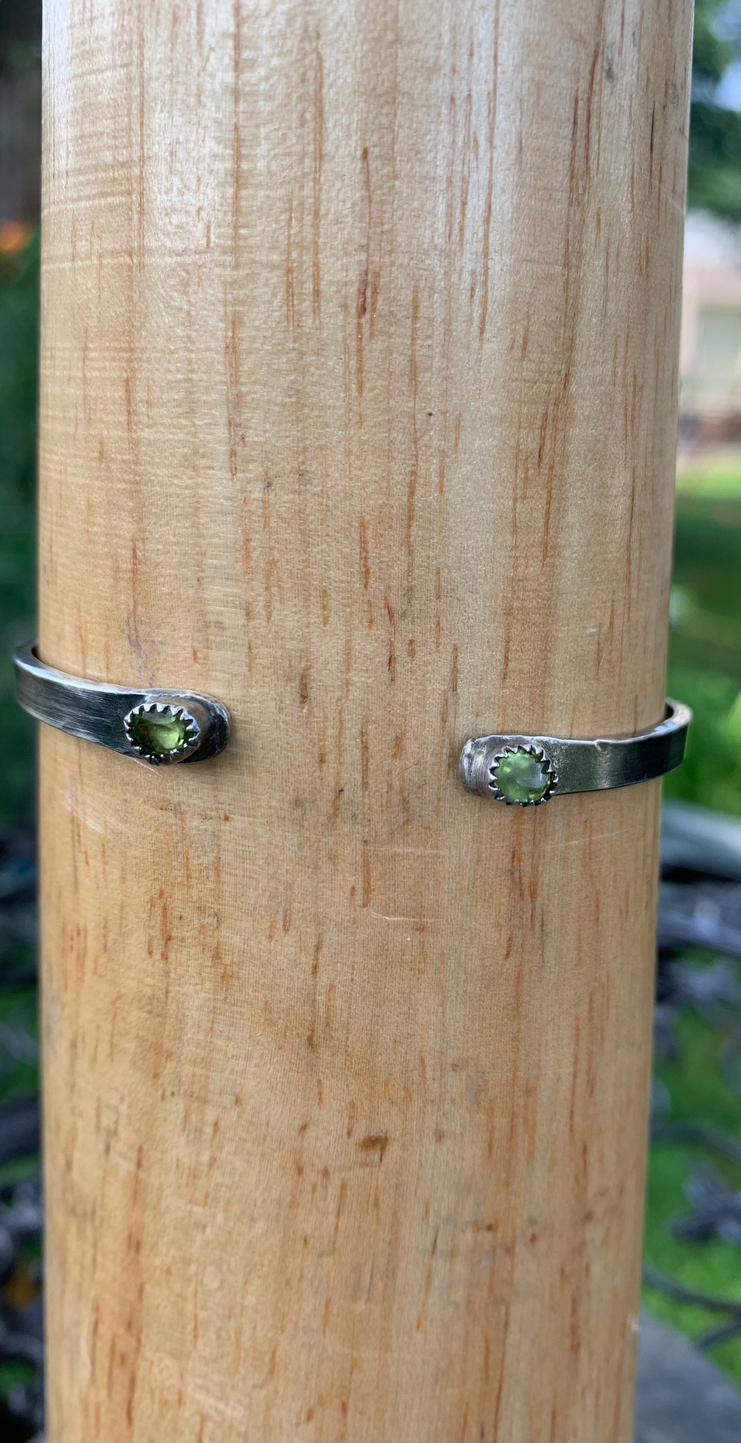 Moonstone and Peridot stacker cuff bracelet