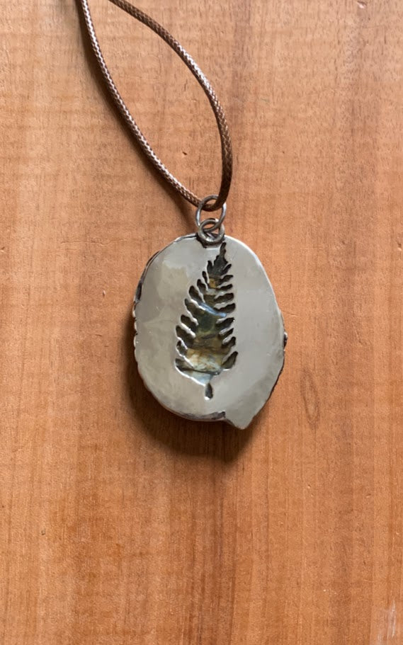 Petrified wood sterling silver pendant