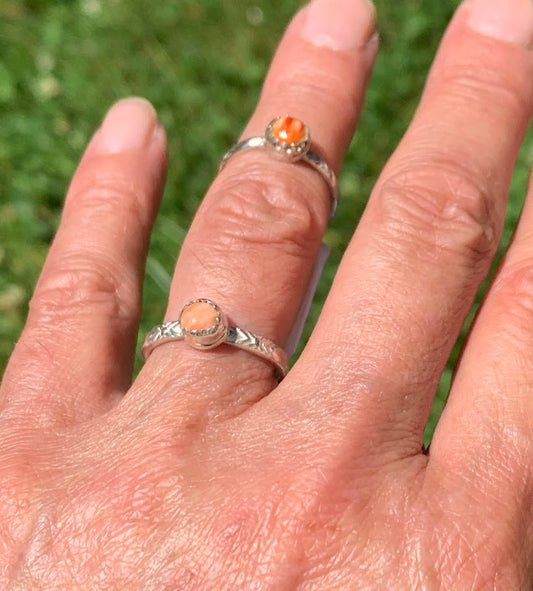 Spiny oyster shell Sterling silver ring