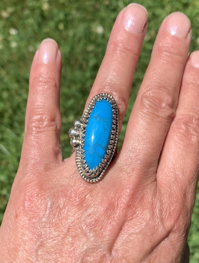 Sterling Silver handmade Turquoise adjustable ring