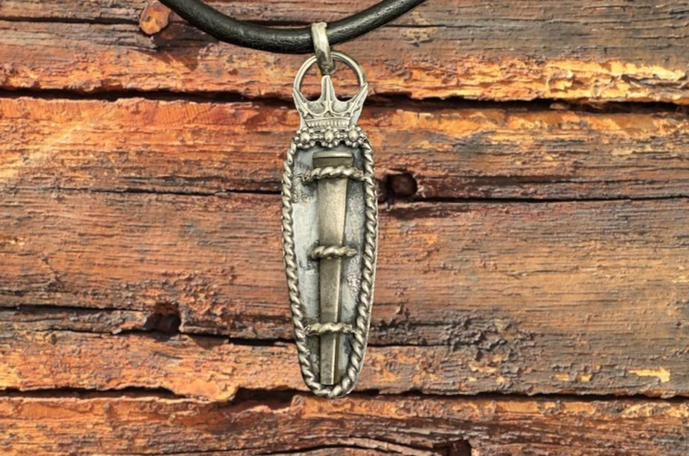 Antique Iron Nail Crown Pendant ***This Pendant has message***