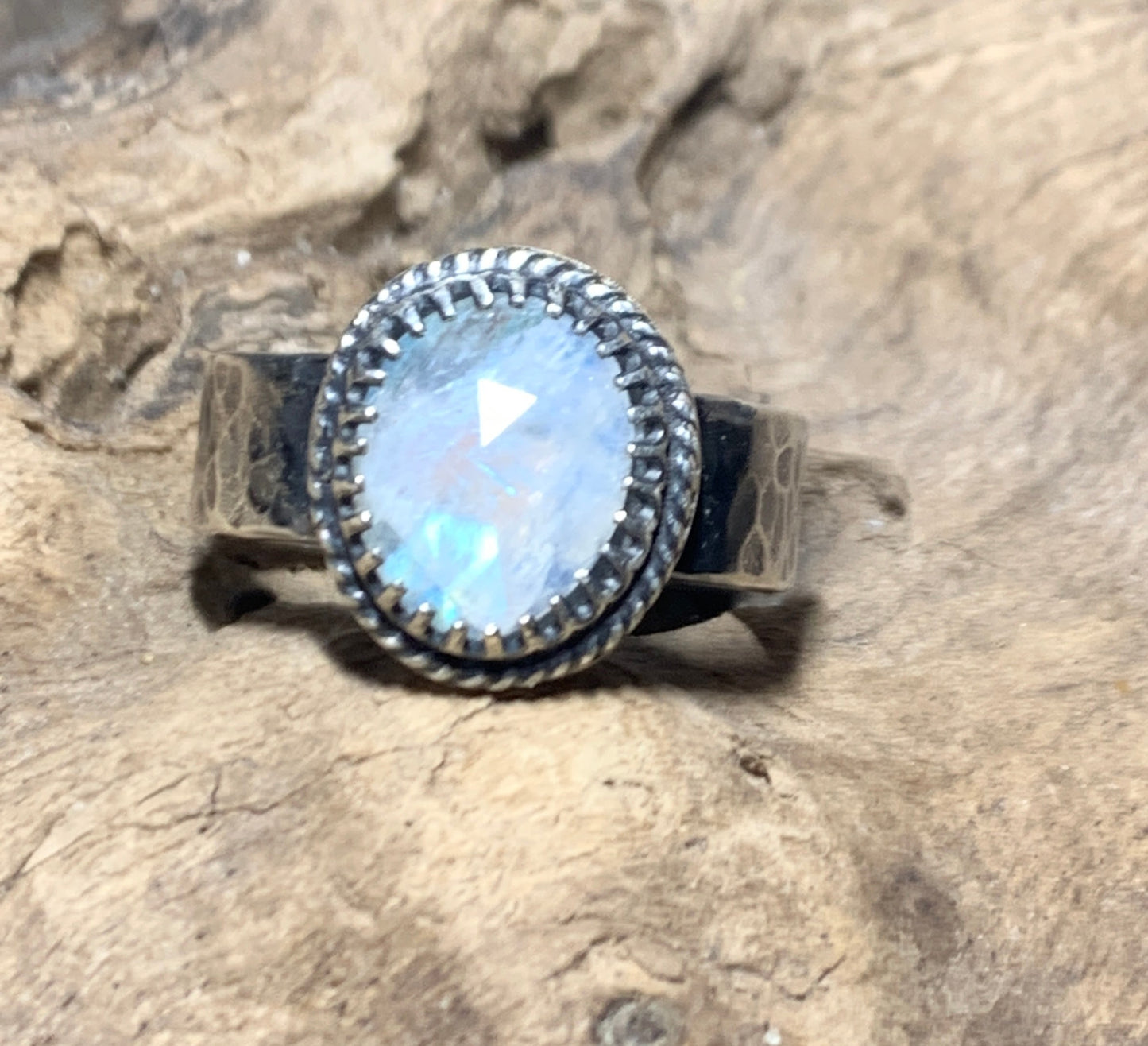 Rainbow Moostone Adjustable Ring *This ring has a message*