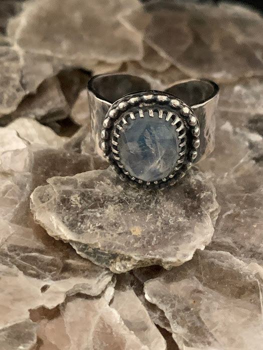 Sterling Silver Moonstone adjustable ring